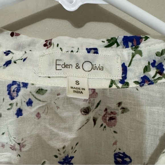 Eden & Olivia Semi-Shear 100% Cotton Colorful Floral Long Sleeve Size S - Picture 8 of 11